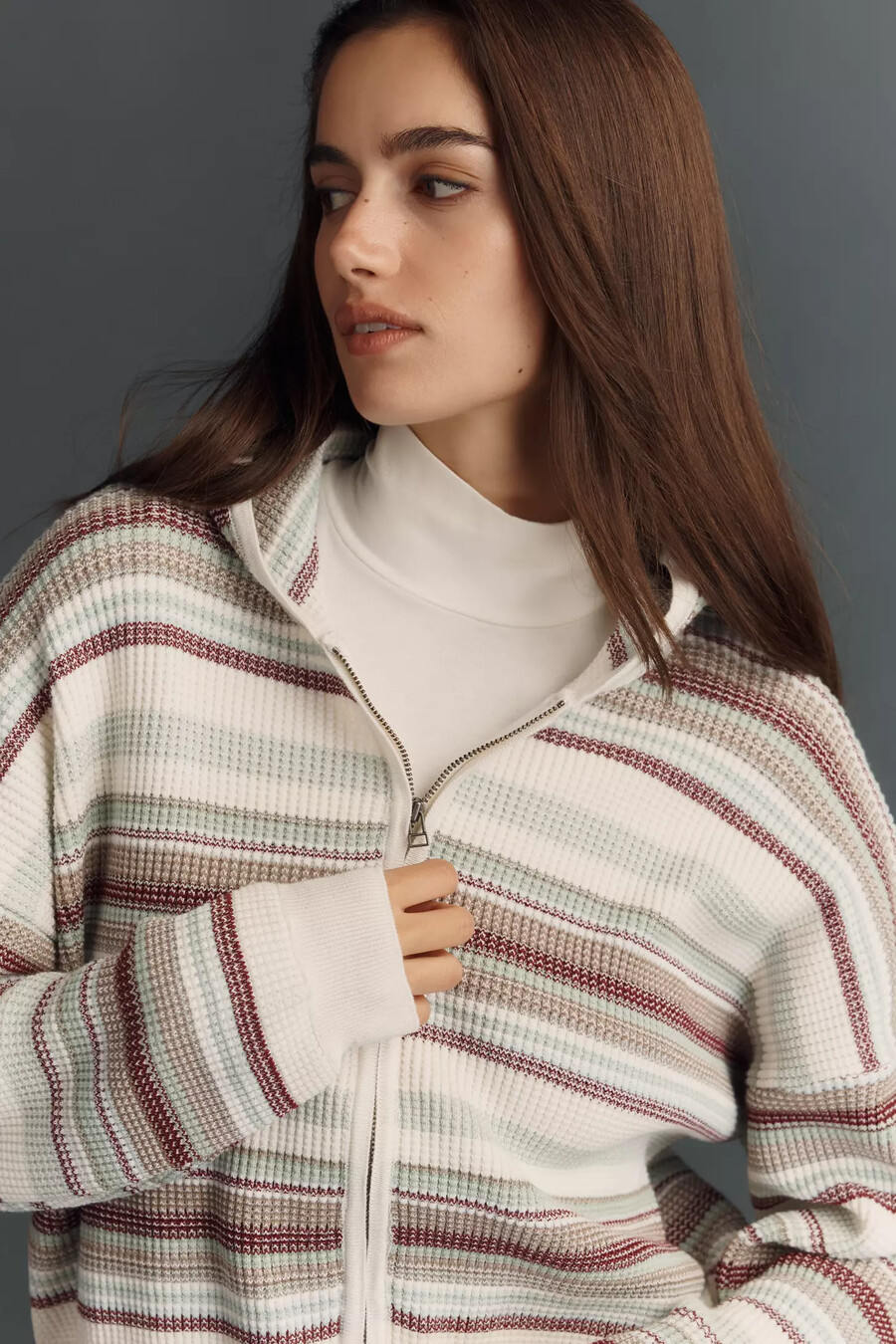 thermostrickjacke mit reißverschluss für den täglichen gebrauch