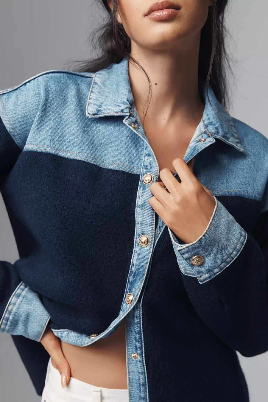 pilcro strickjacke aus verschiedenen materialien