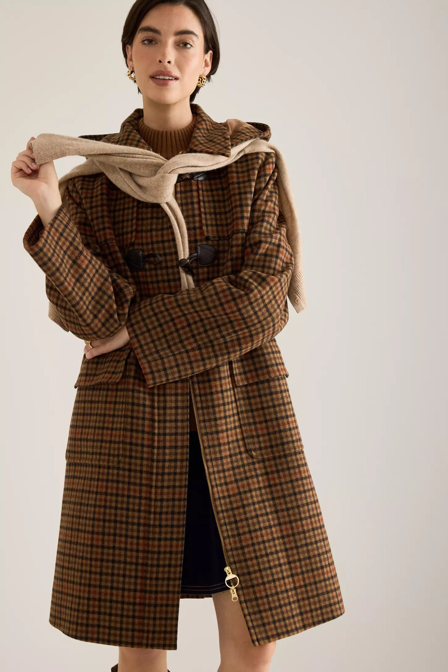 barbour melody check dufflecoat