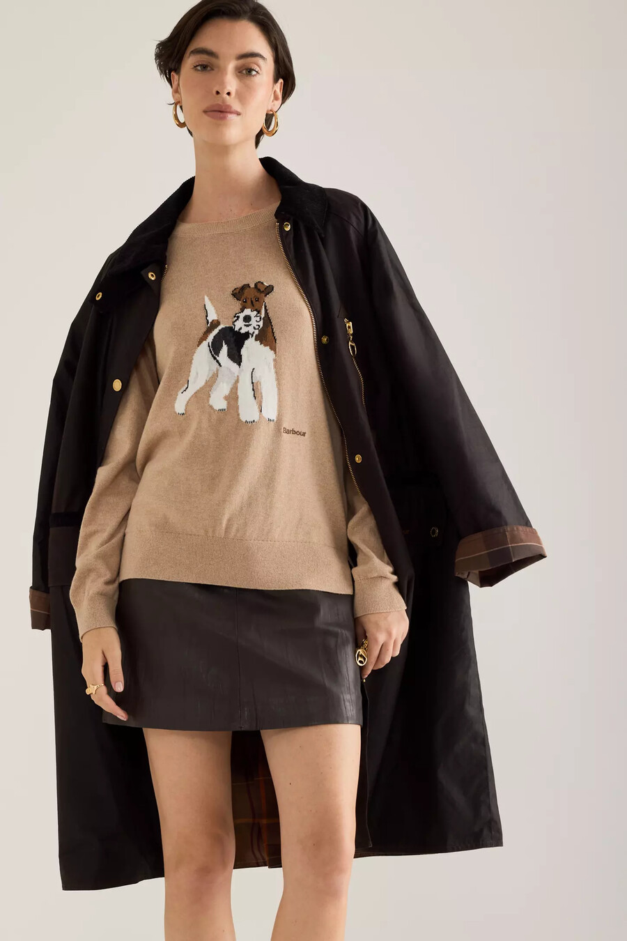 barbour evette automantel aus gewachster baumwolle