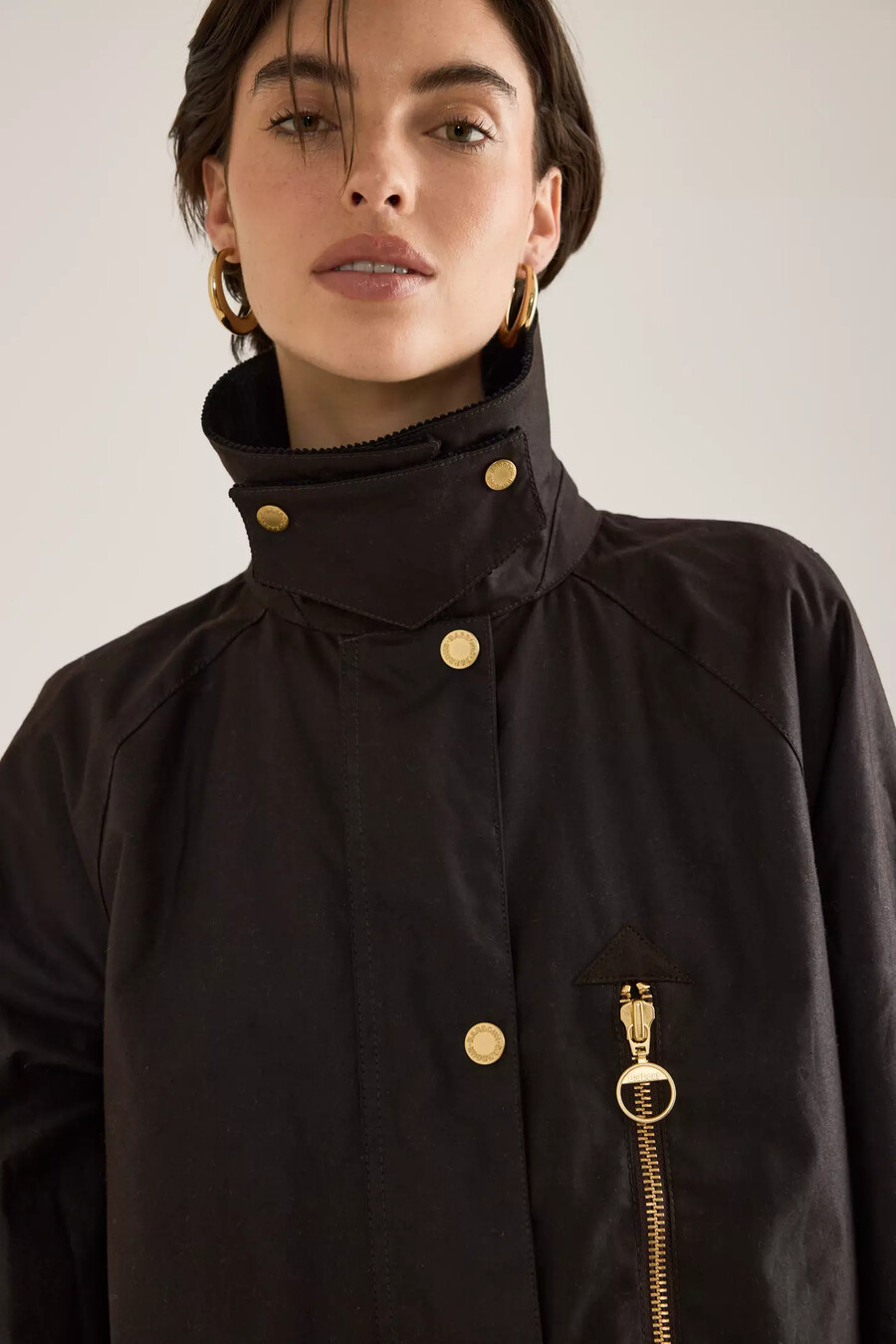 barbour evette automantel aus gewachster baumwolle