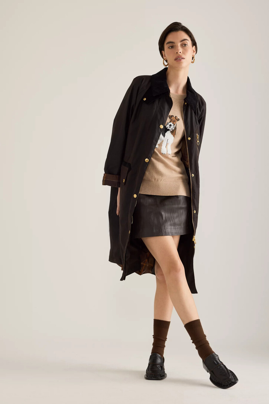 barbour evette automantel aus gewachster baumwolle