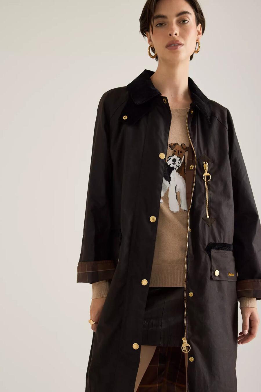 barbour evette automantel aus gewachster baumwolle