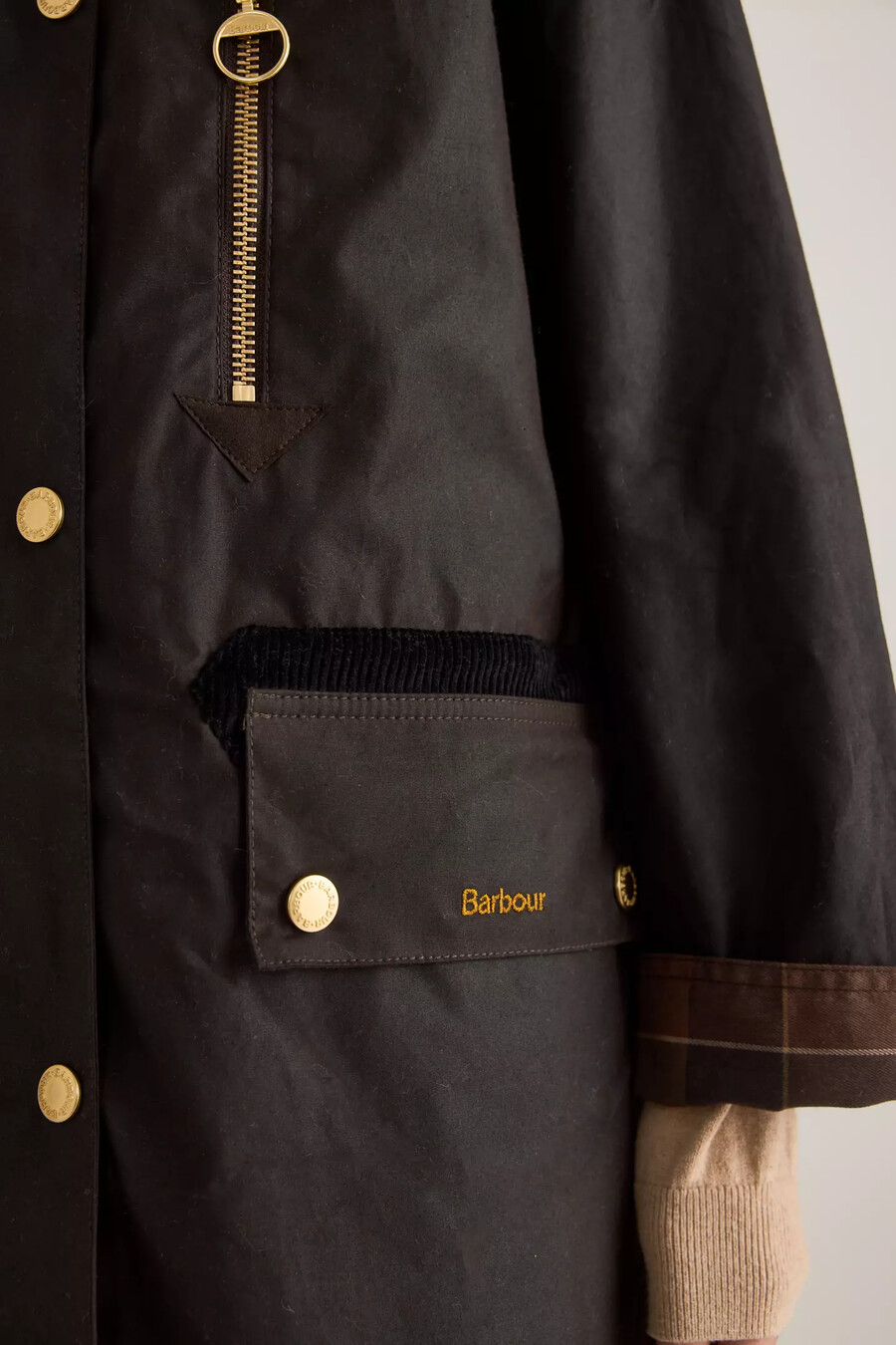 barbour evette automantel aus gewachster baumwolle