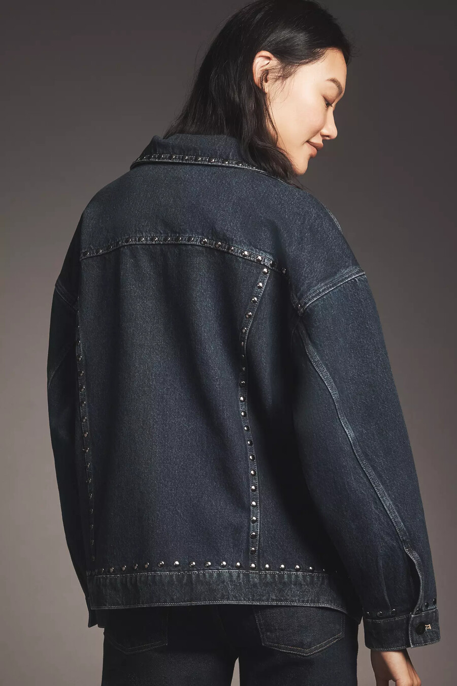 die weston denim boyfriend jacke von pilcro nieten-edition