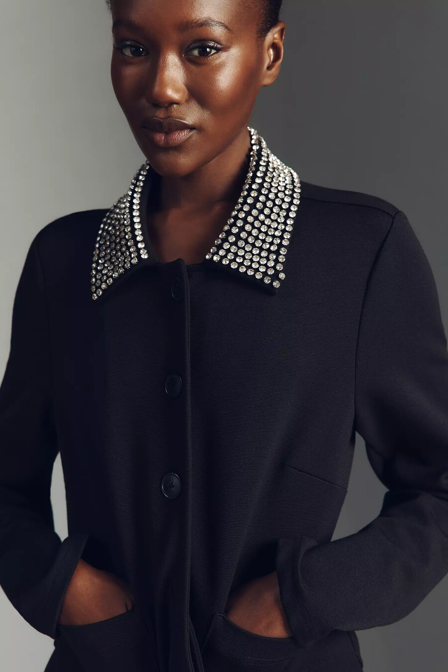 maeve kurze strickjacke mit zierkragen