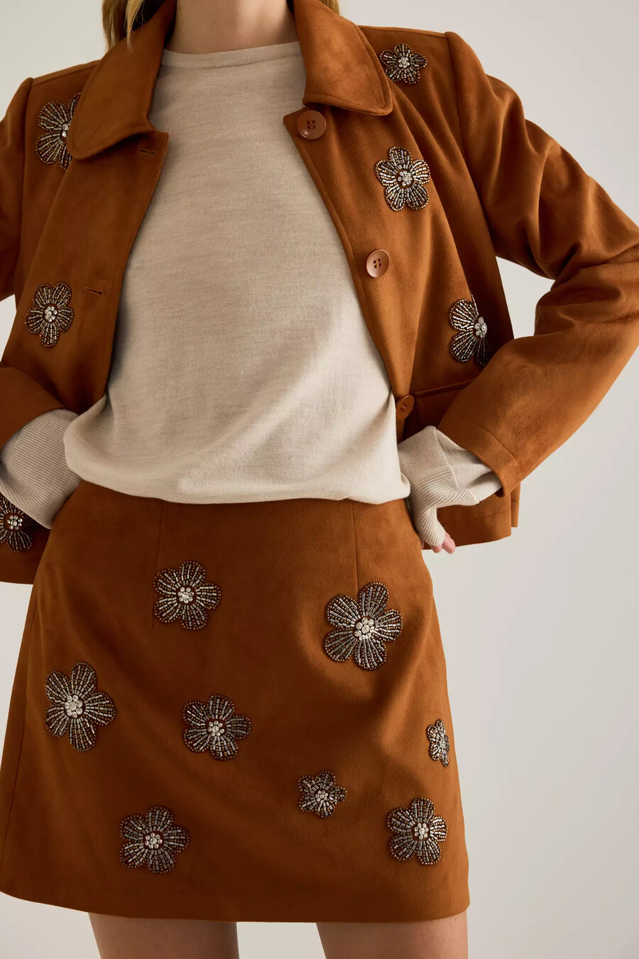 maeve verzierte wildlederimitat-jacke