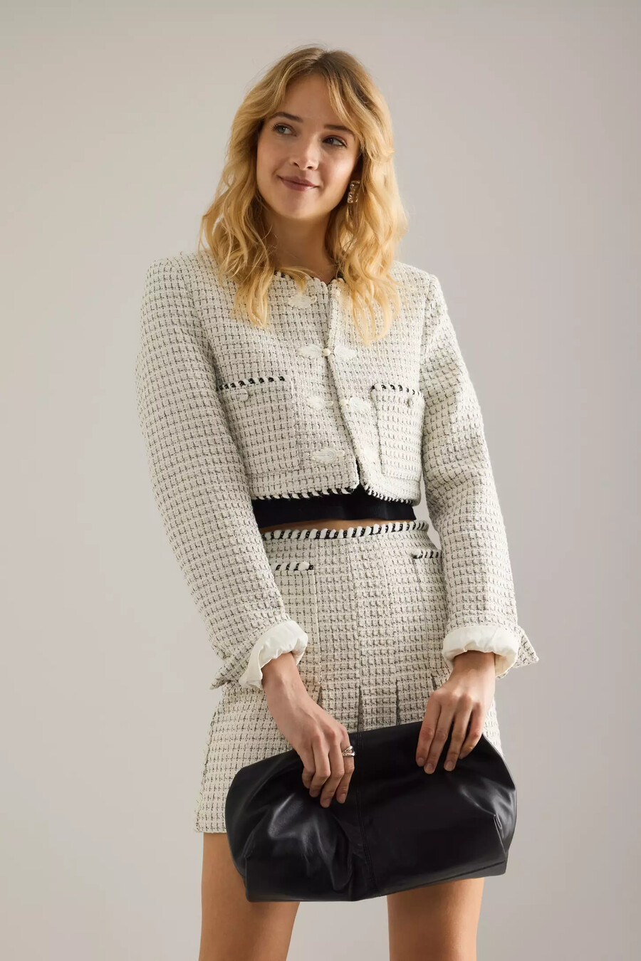 bardot florine cropped boucle jacket