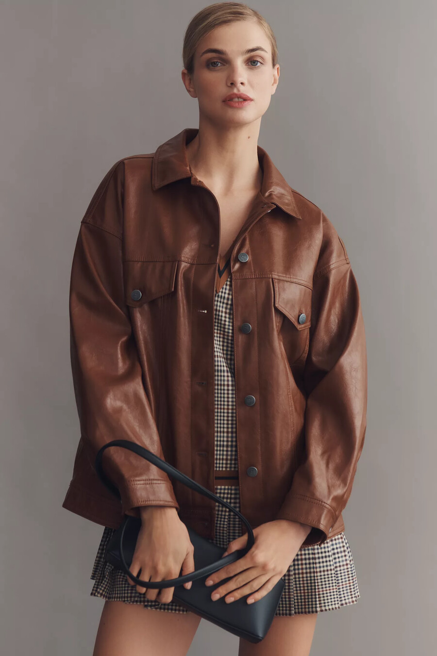 pilcro boyfriend-shacket aus kunstleder