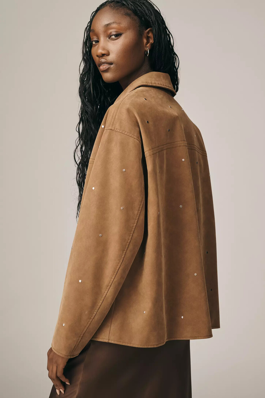 pilcro jacke aus wildlederimitat mit nieten