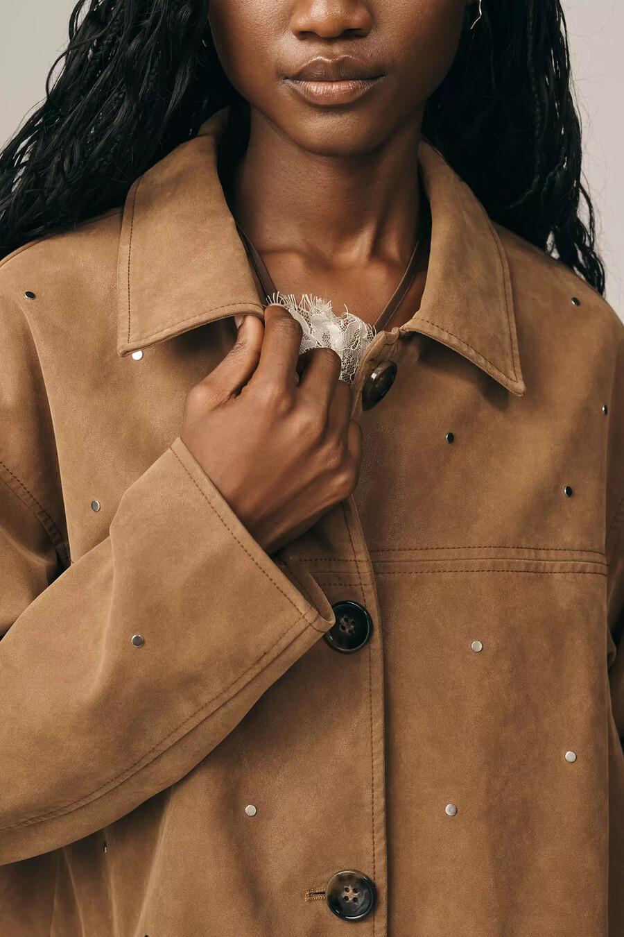 pilcro jacke aus wildlederimitat mit nieten