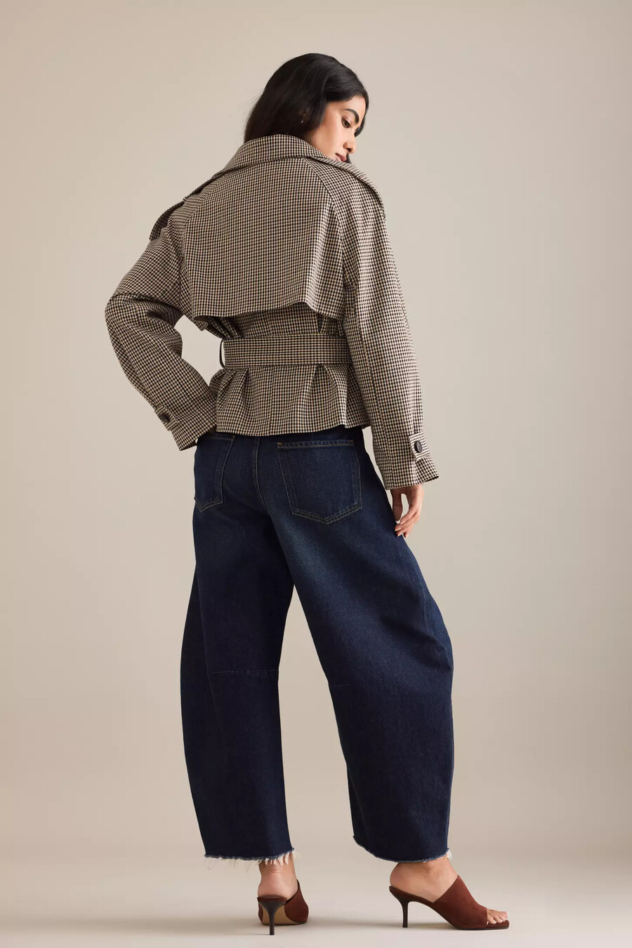 karierter kurzer trenchcoat von anthropologie