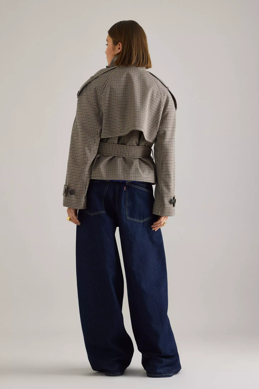 karierter kurzer trenchcoat von anthropologie