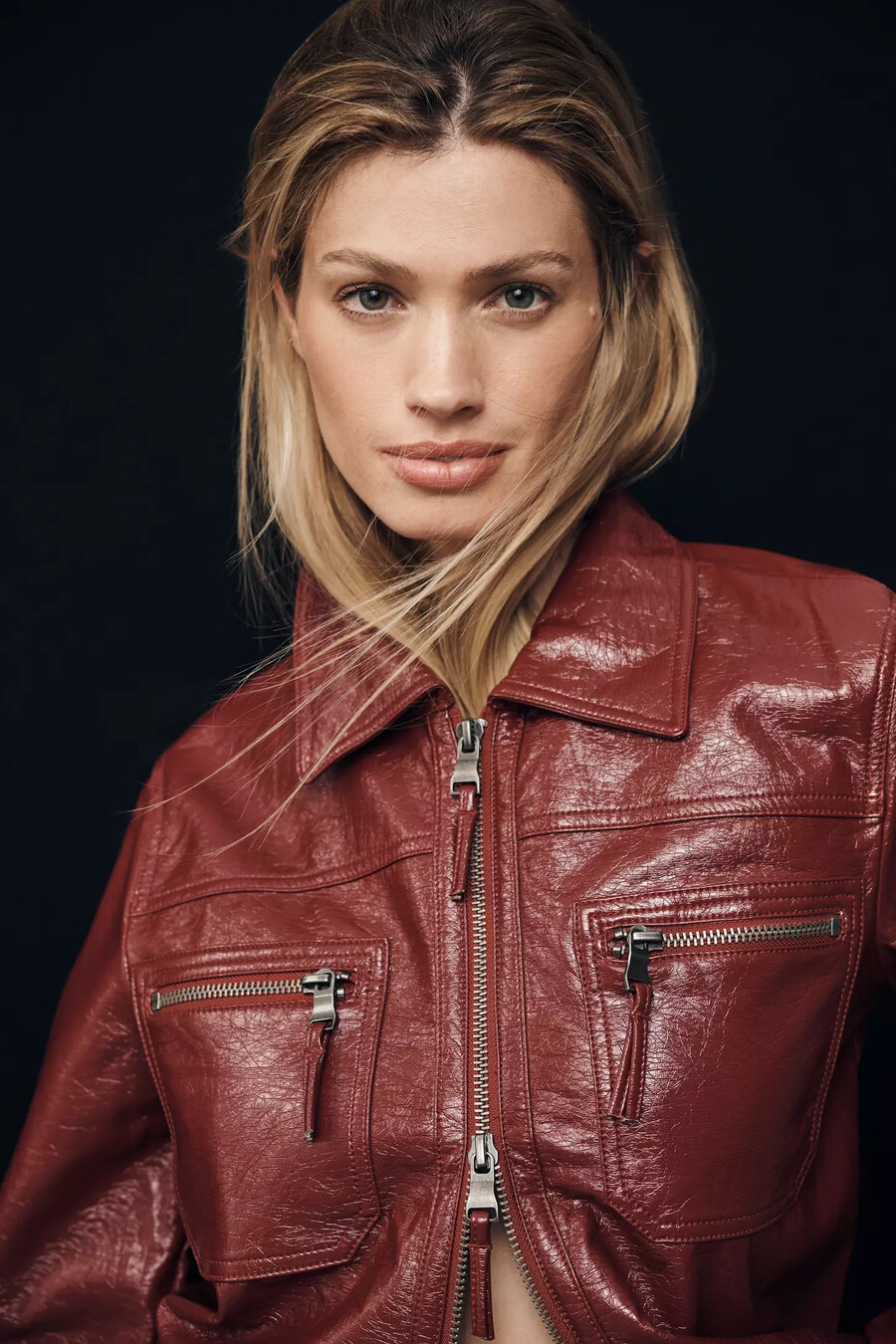 maeve bikerjacke aus lackleder