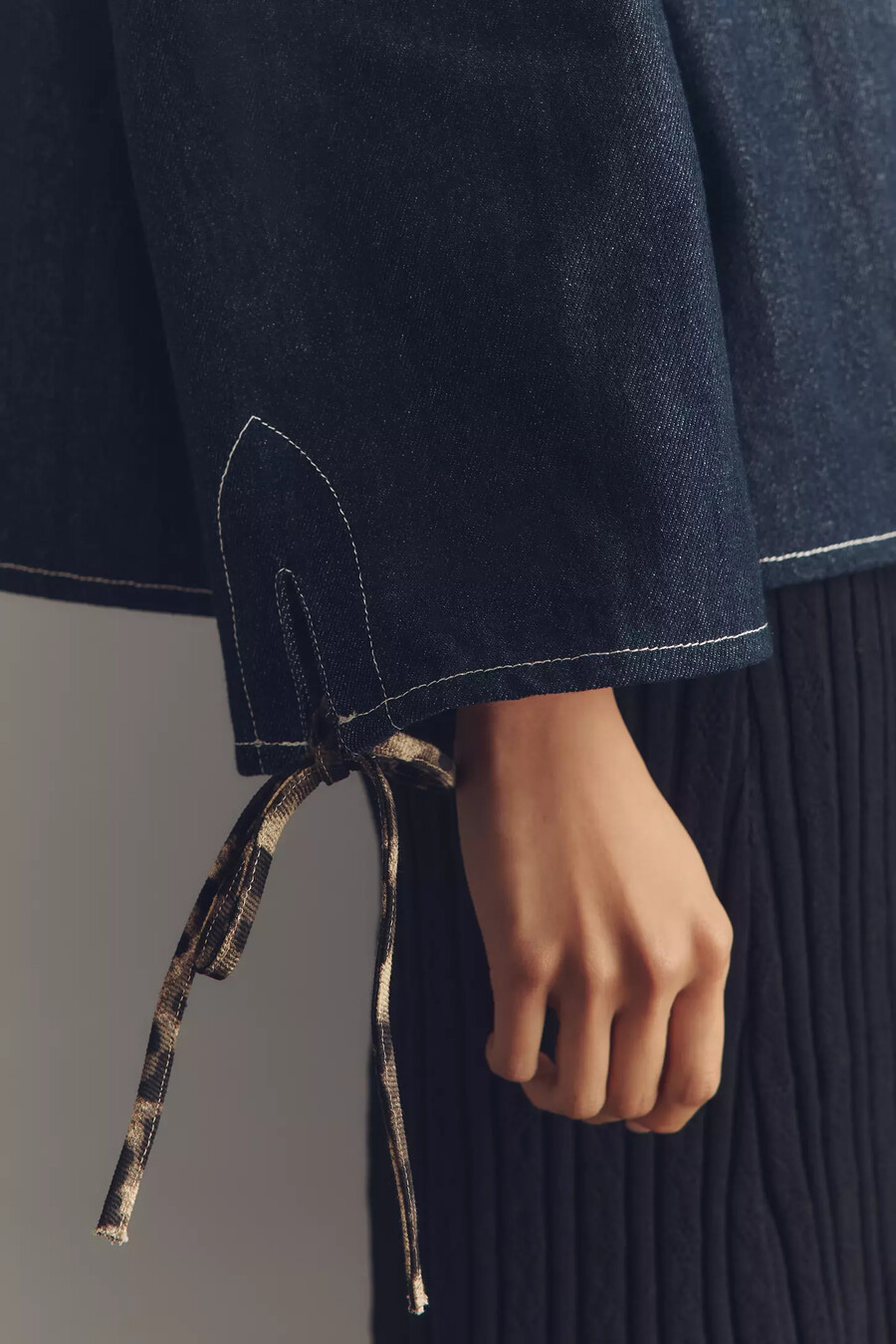 maeve jeansjacke mit leopardenkragen