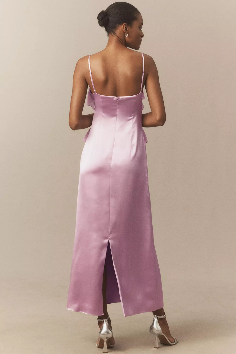 Ärmelloses rüschen-maxikleid von mare mare aus satin-chiffon