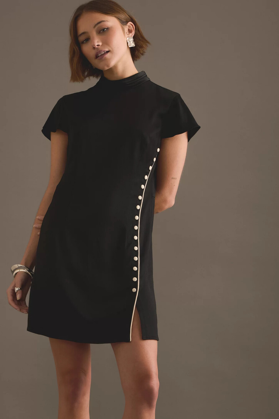 kitri paloma schwarzes satin-minikleid