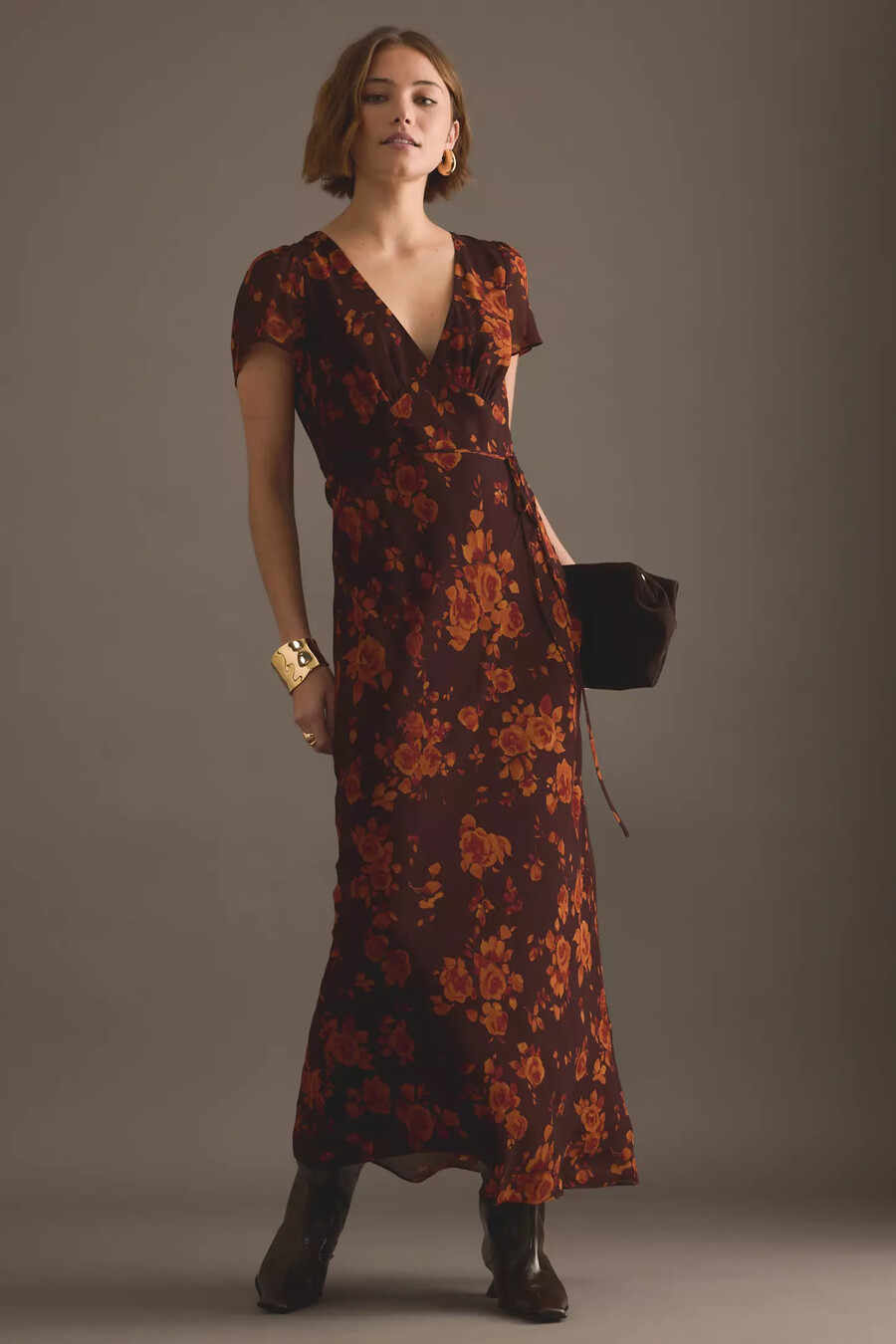 kitri talia autumn rose print maxikleid