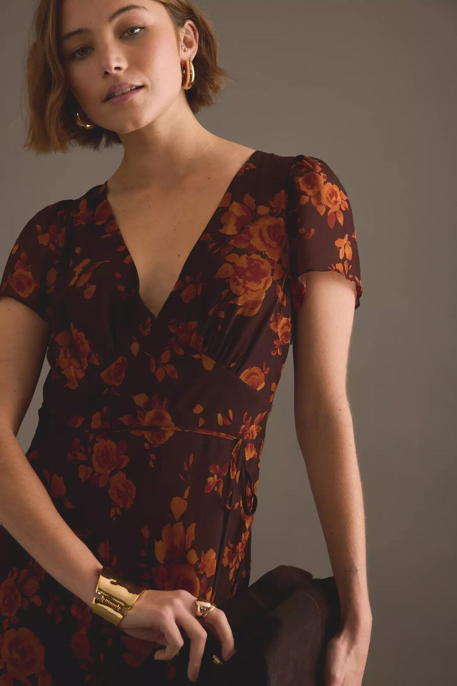 kitri talia autumn rose print maxikleid
