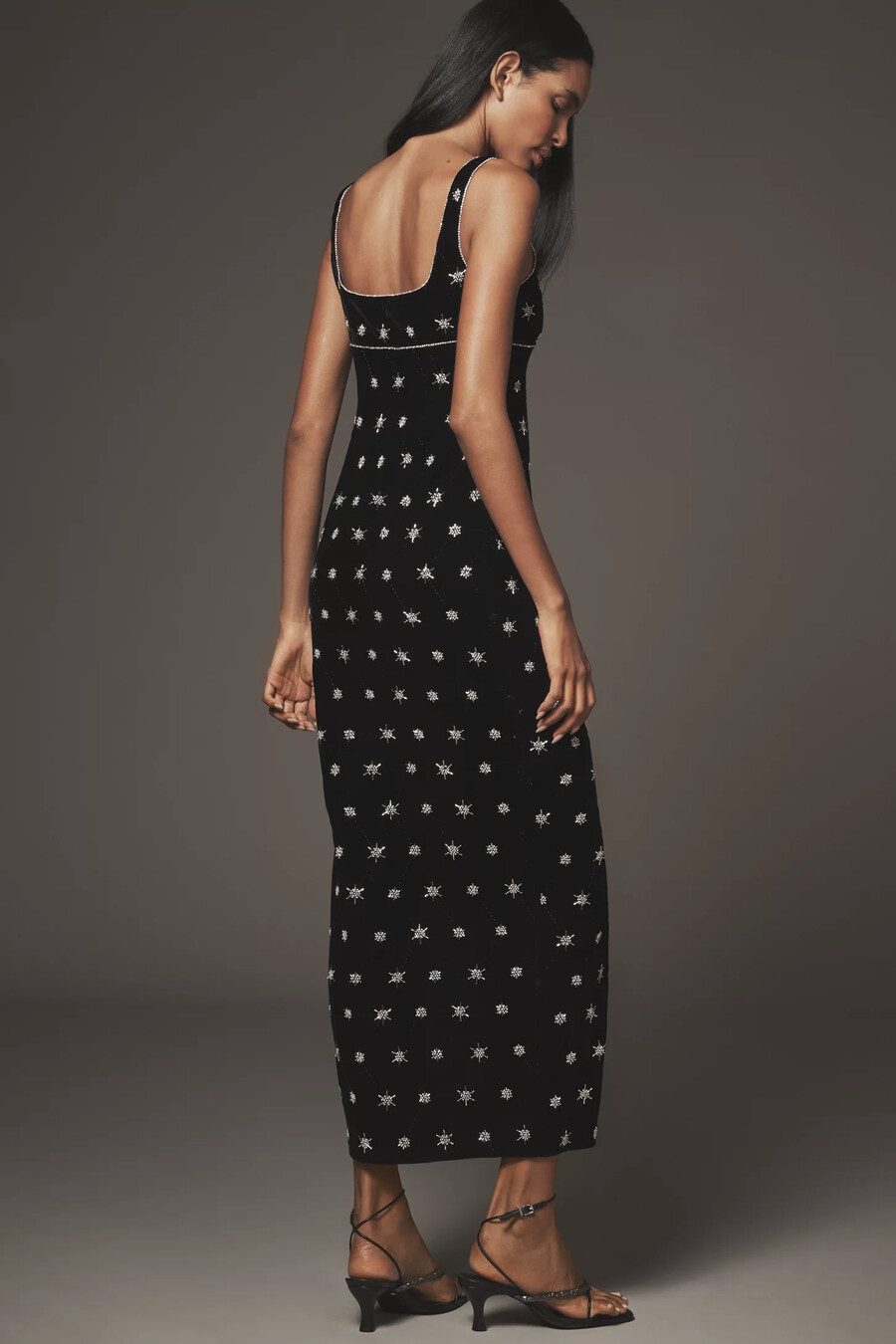 saylor verziertes samt-maxikleid