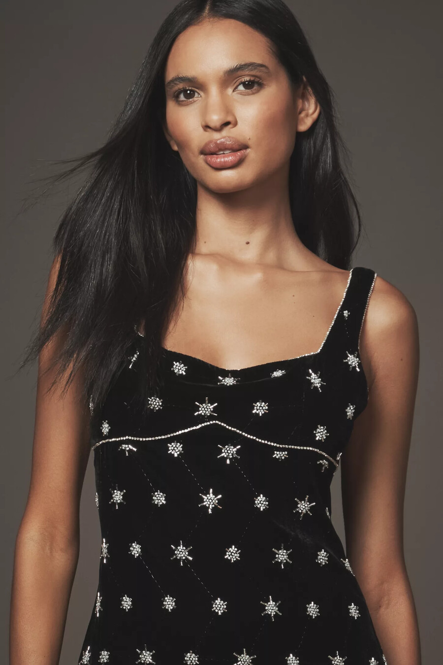 saylor verziertes samt-maxikleid