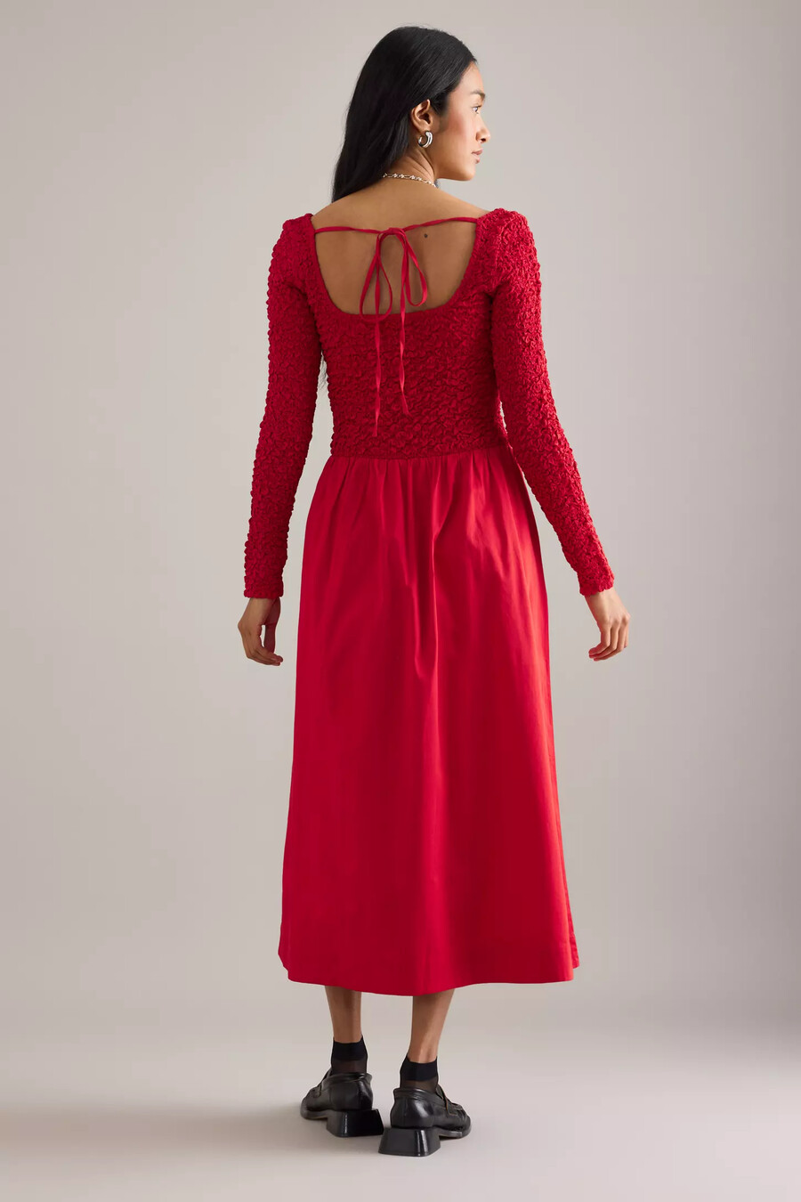damson madder malinda langarm-midikleid mit smokdetails