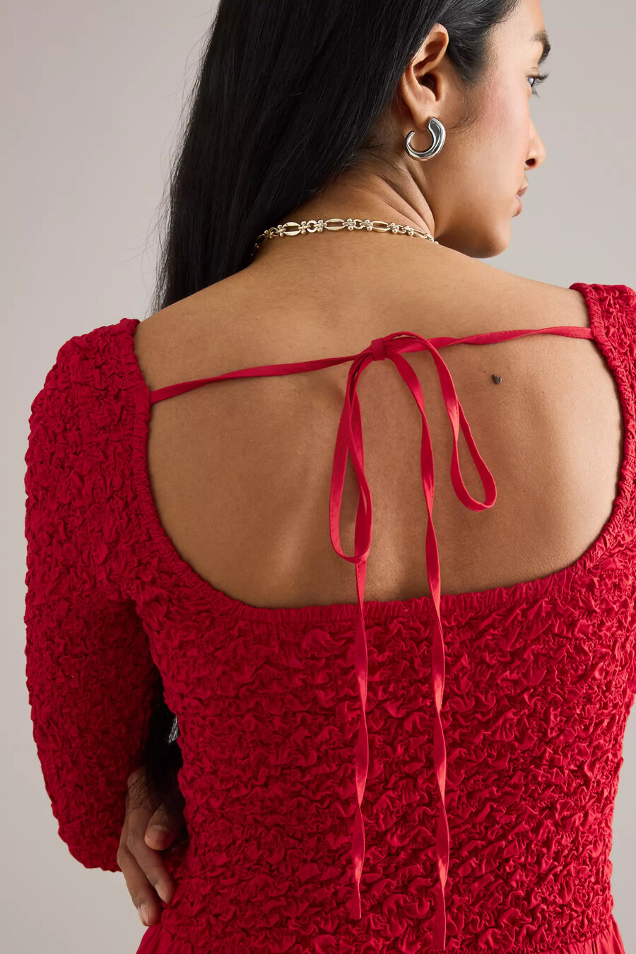damson madder malinda langarm-midikleid mit smokdetails