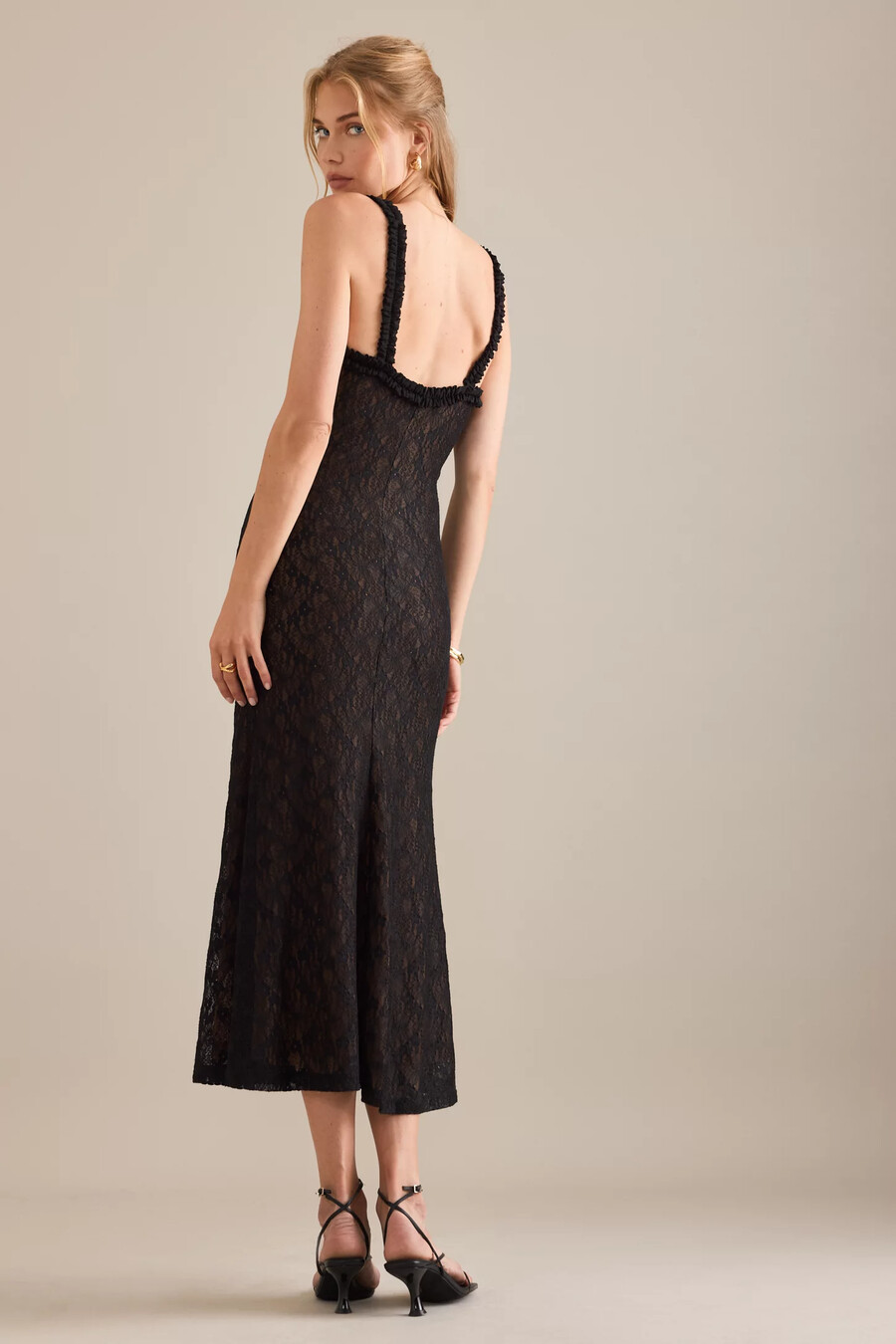 bardot alegra spitzen-midikleid
