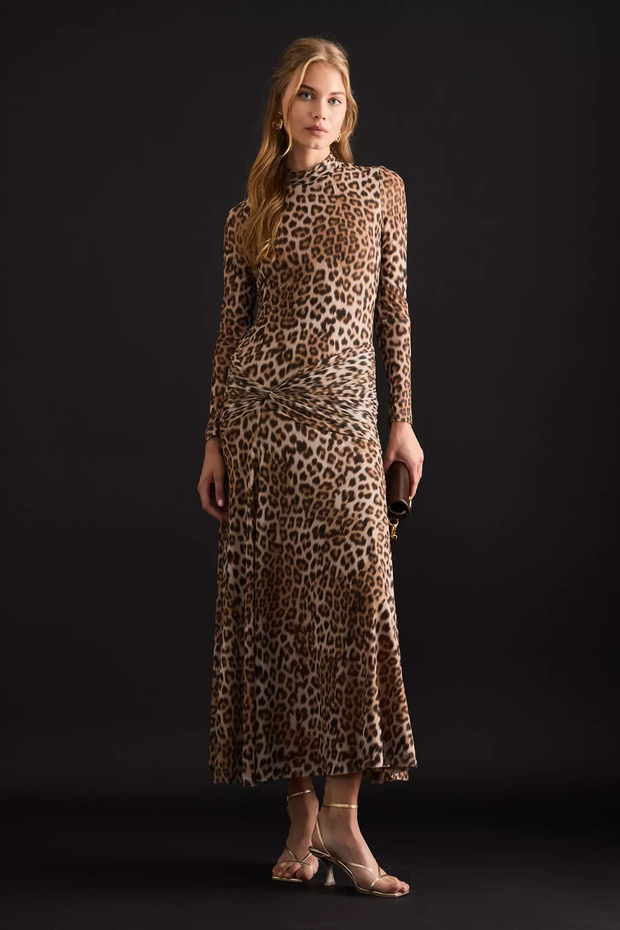 bardot lea leopardenmuster-midikleid