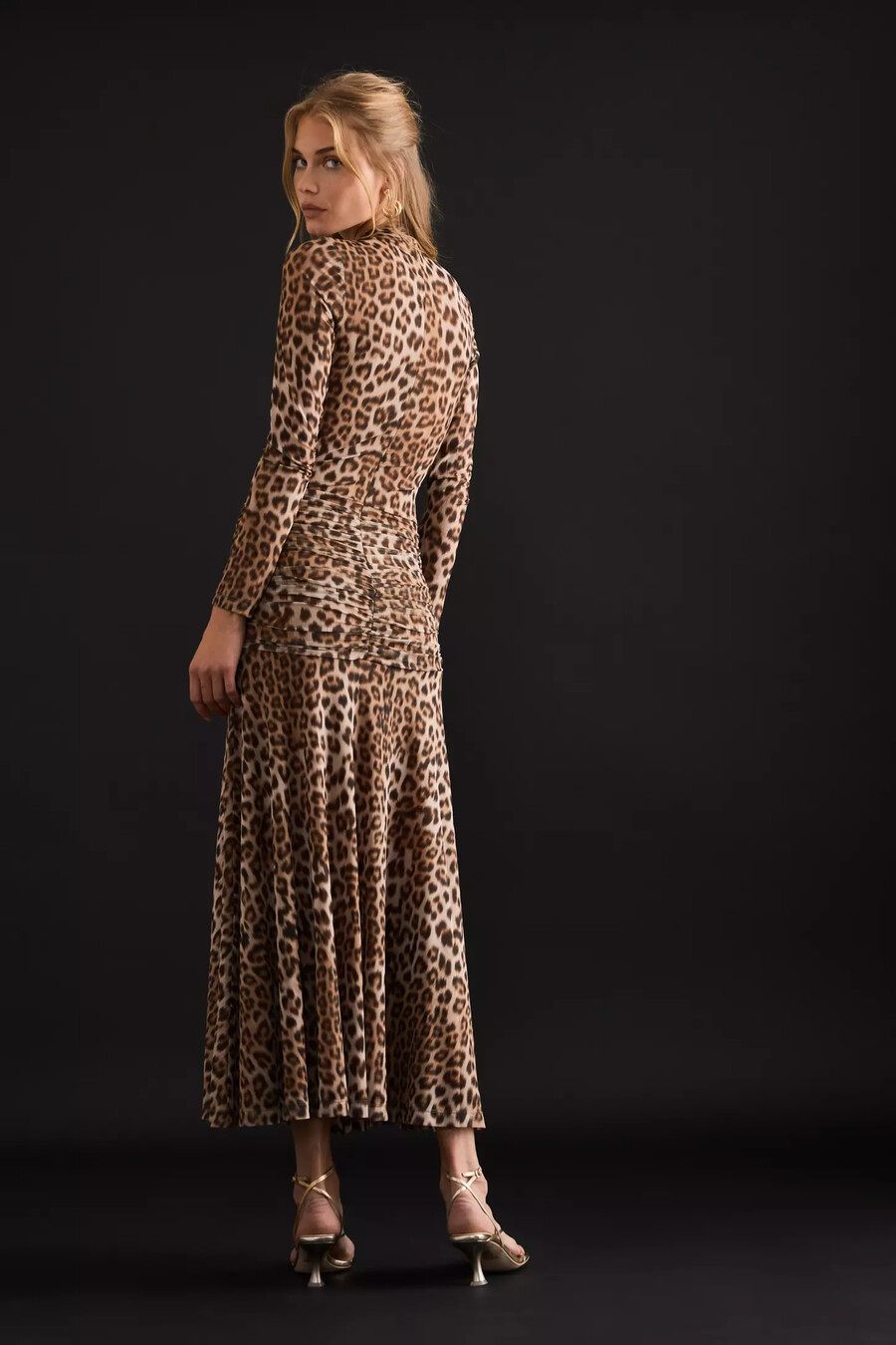 bardot lea leopardenmuster-midikleid