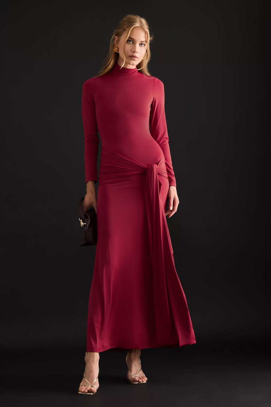 bardot alix maxikleid mit bindeband vorne
