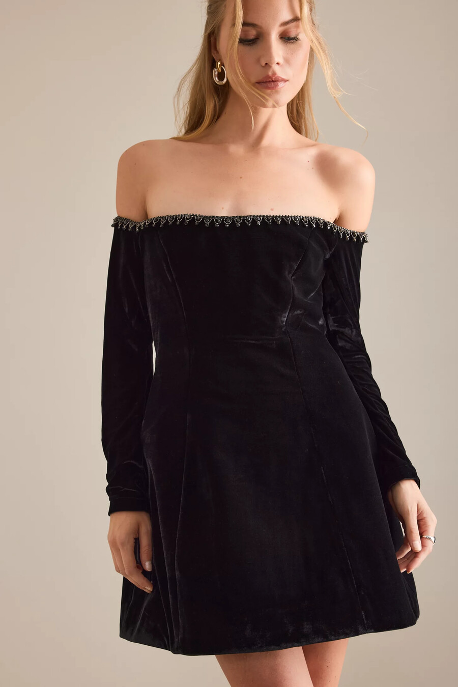 bardot nadene trim schulterfreies minikleid