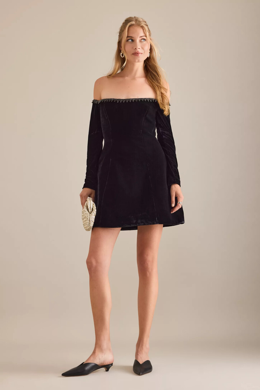 bardot nadene trim schulterfreies minikleid