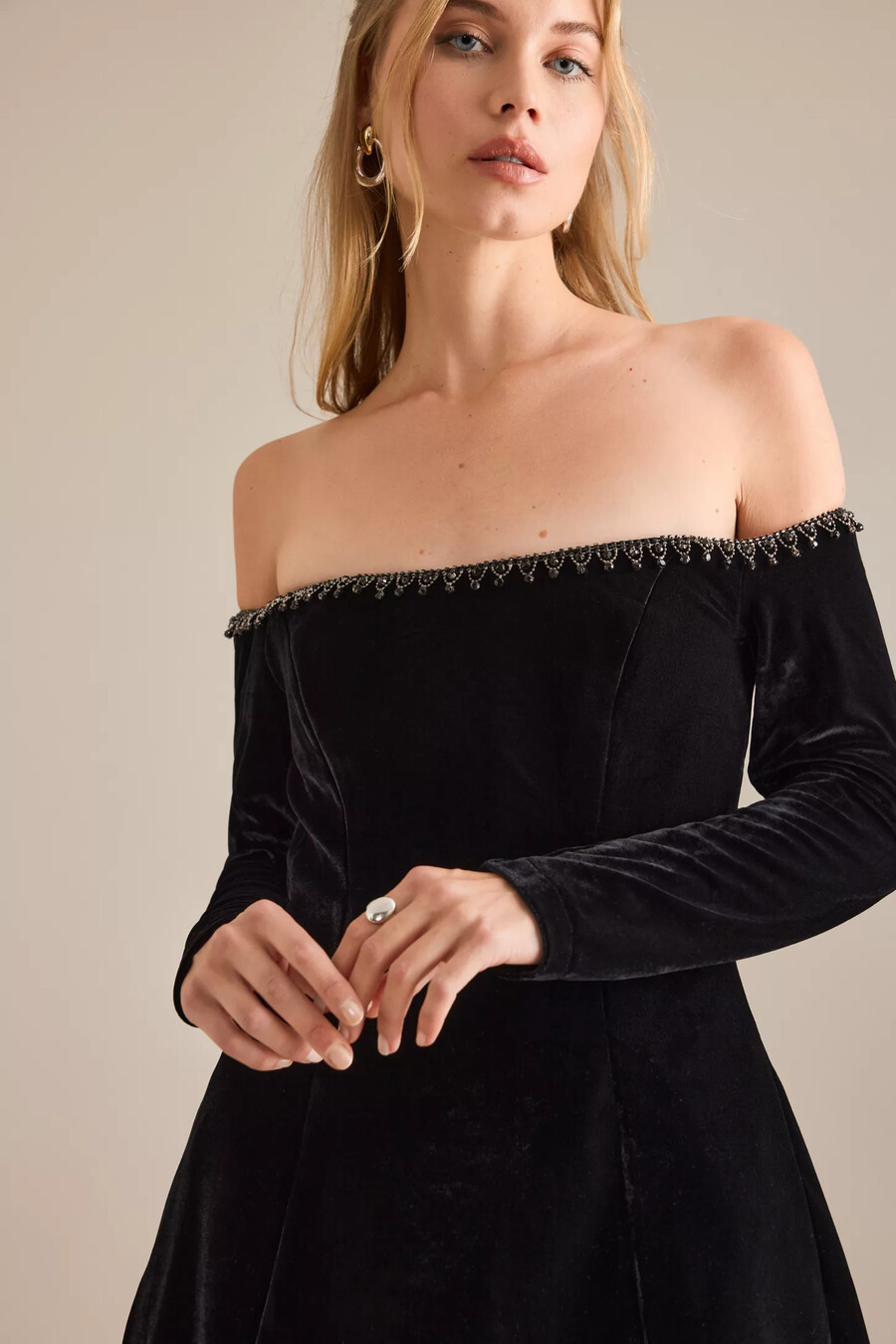 bardot nadene trim schulterfreies minikleid