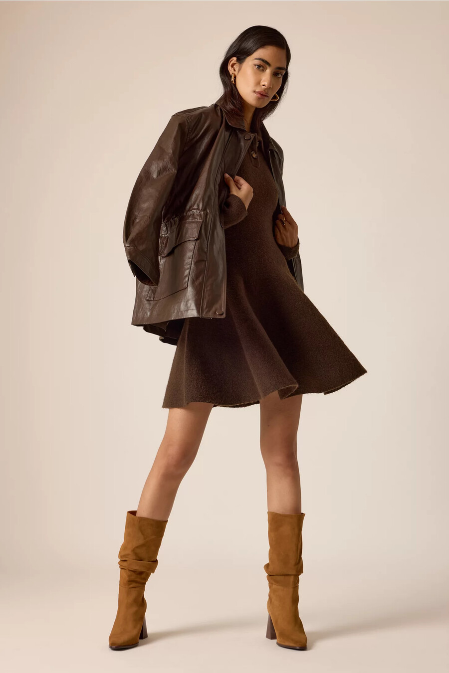 bardot lexter langarm-strick-minikleid