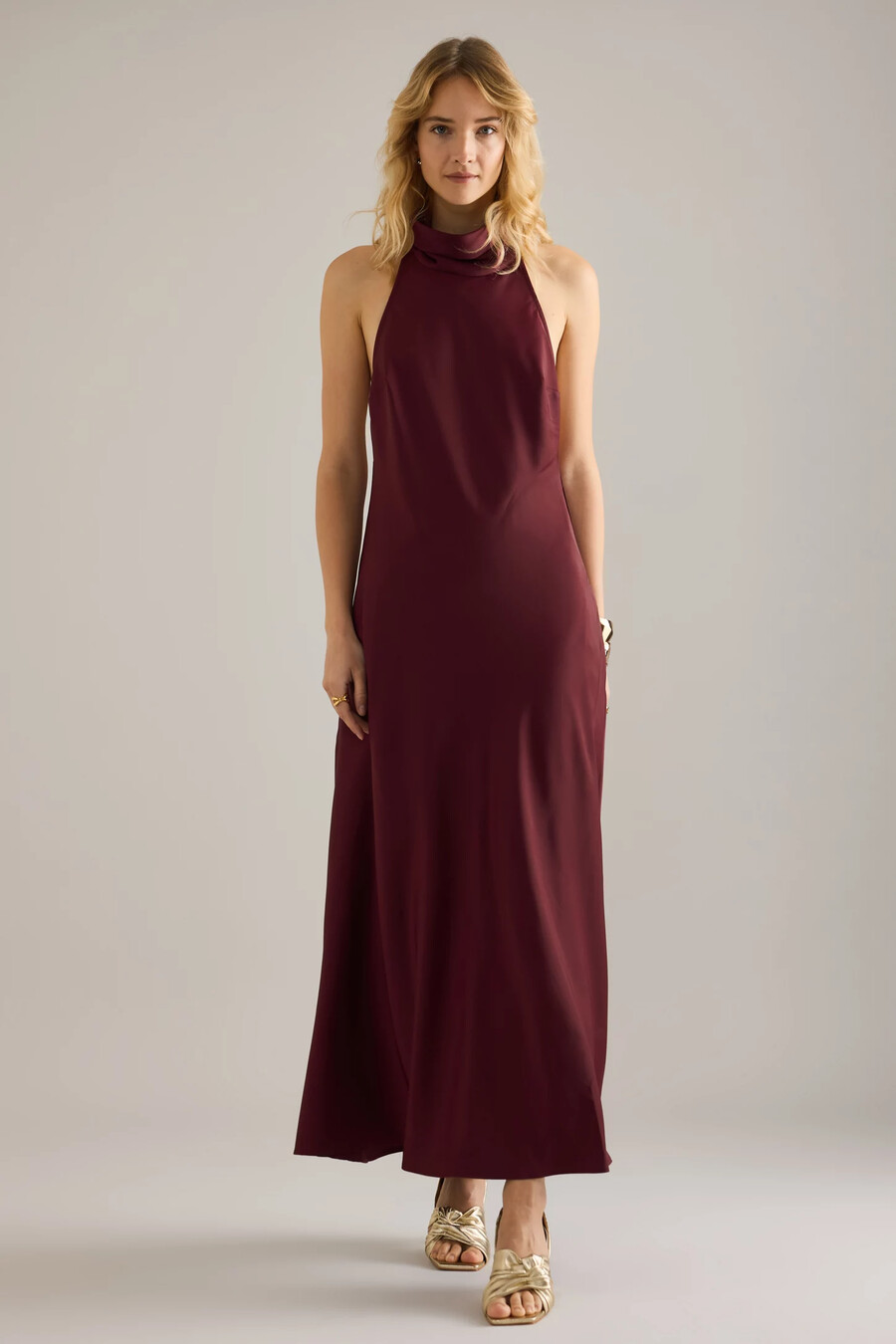 bardot delphina neckholder-maxikleid