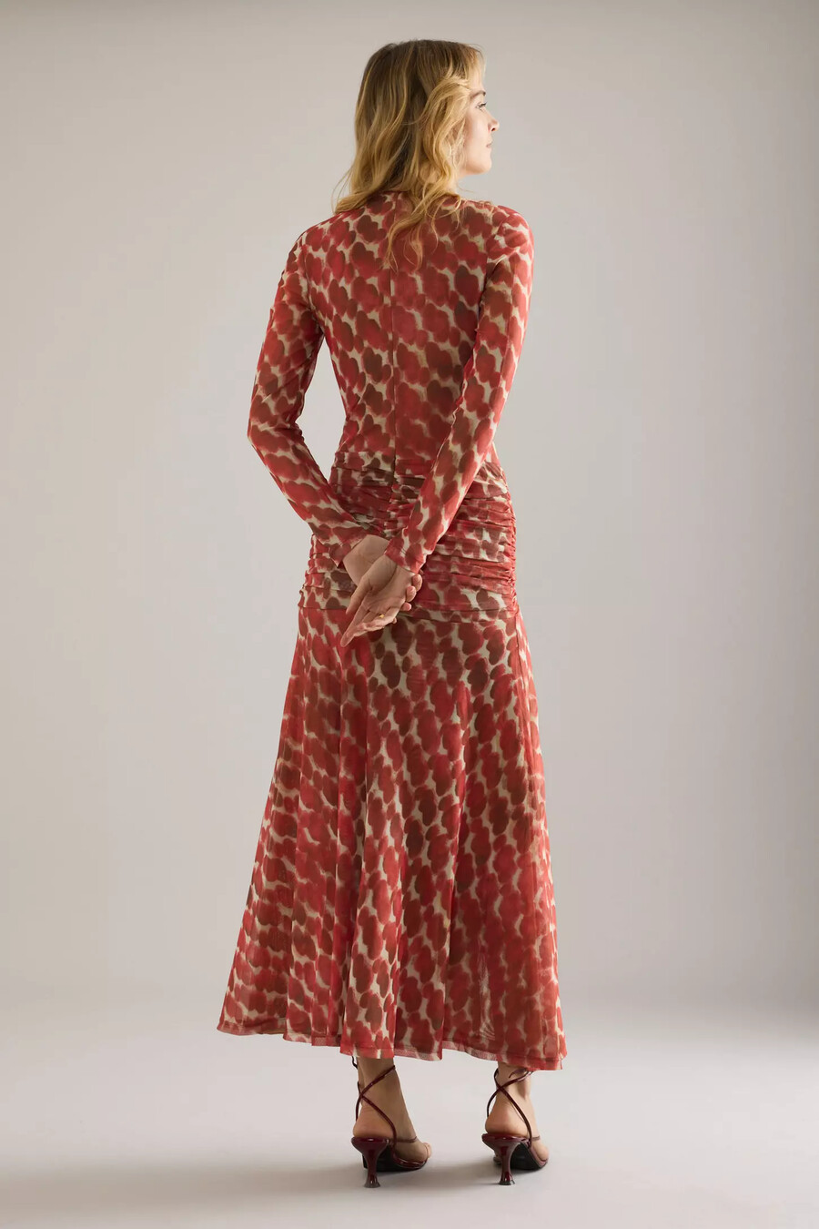 bardot lea midikleid aus bedrucktem mesh