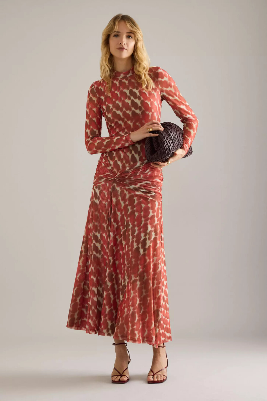 bardot lea midikleid aus bedrucktem mesh