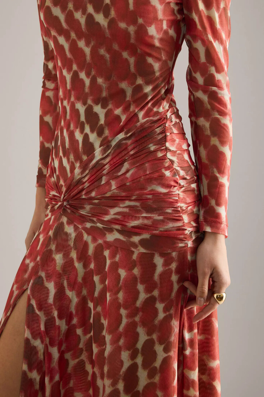 bardot lea midikleid aus bedrucktem mesh