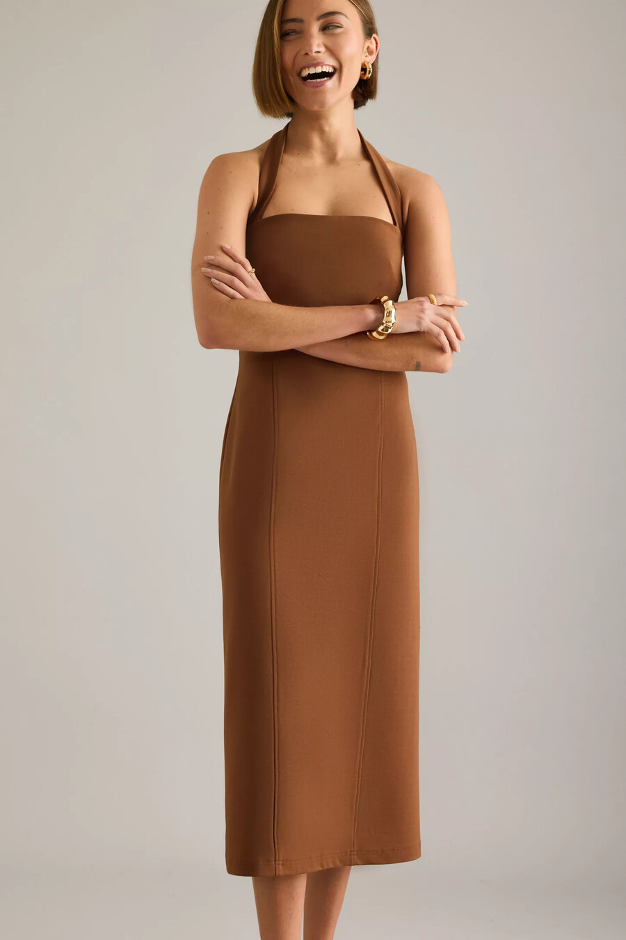 halterneck-ponte-midikleid von anthropologie