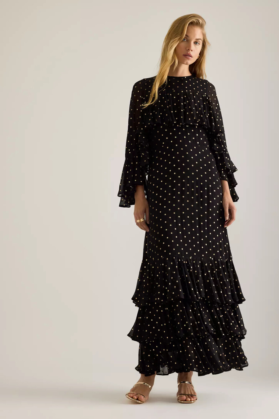 queens of archive petula lurex spot maxikleid