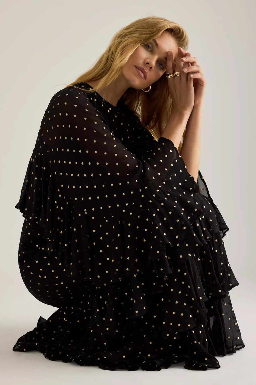 queens of archive petula lurex spot maxikleid