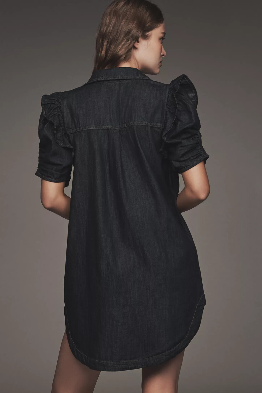 das ozzi hemdblusenkleid mit rüschenärmeln von pilcro