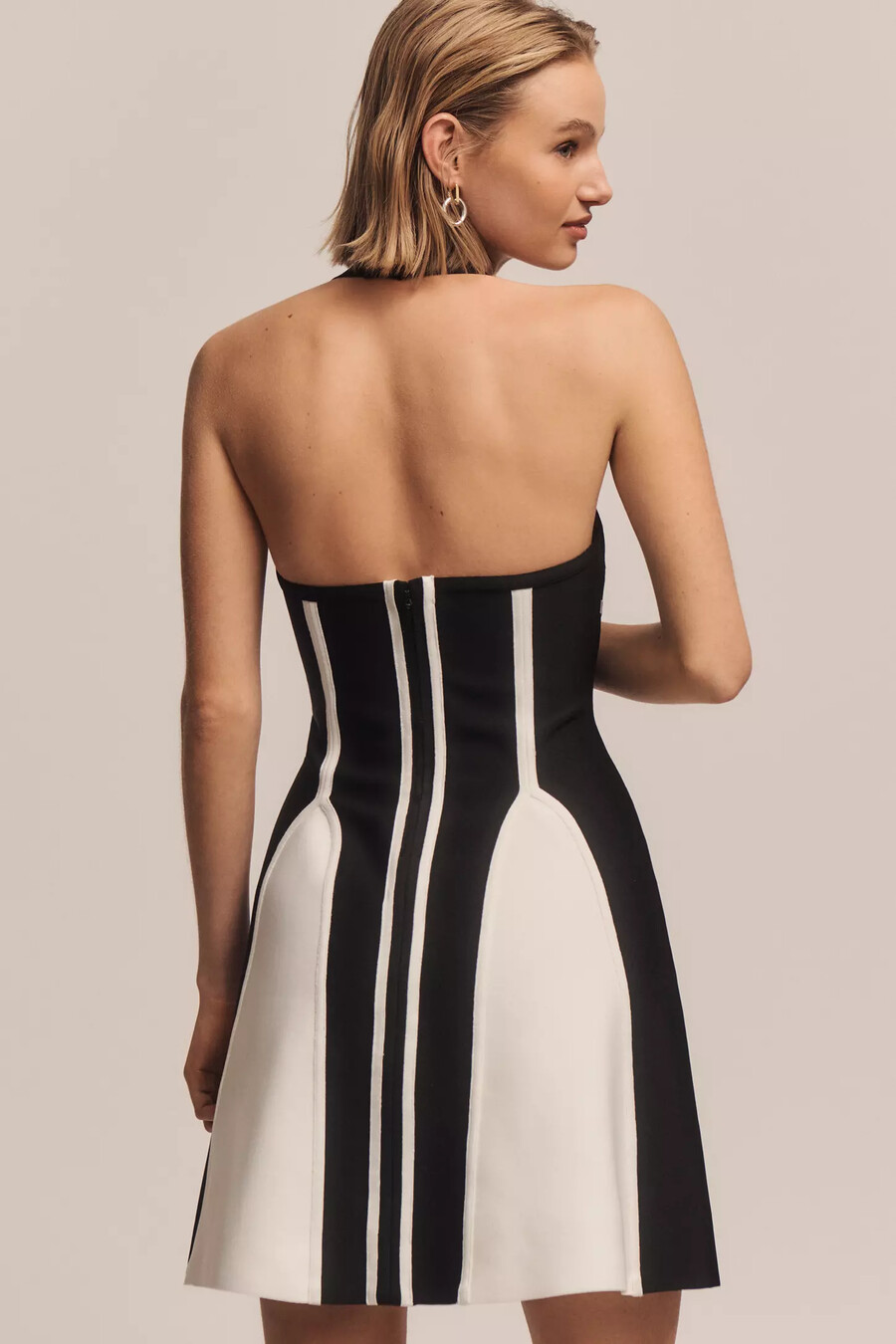 siempre x anthropologie colourblock neckholder minikleid