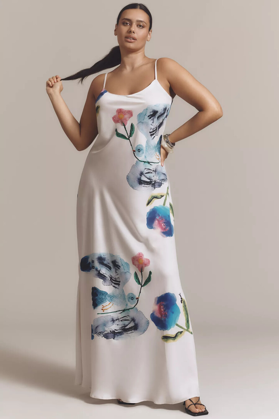 yumi kimura x lyrebird bedrucktes midi-kleid