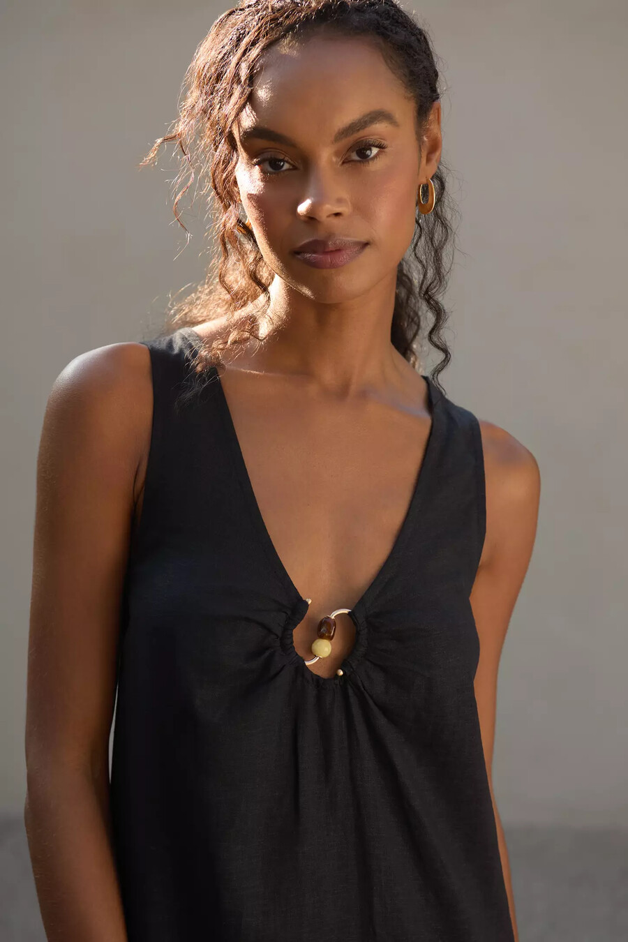 seafolly leinenmischung palmero keyhole maxikleid