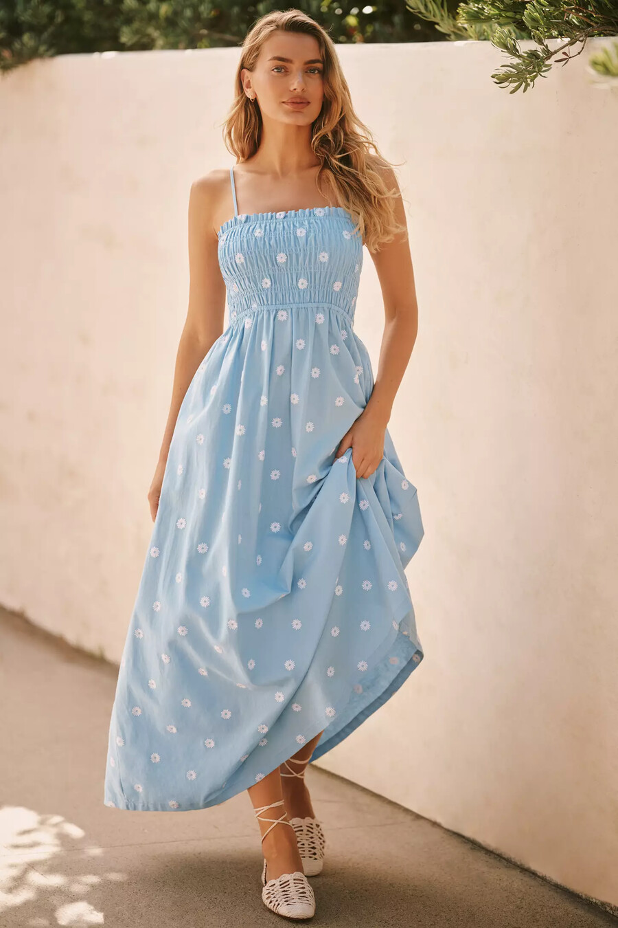 seafolly daisy chain gerafftes maxikleid