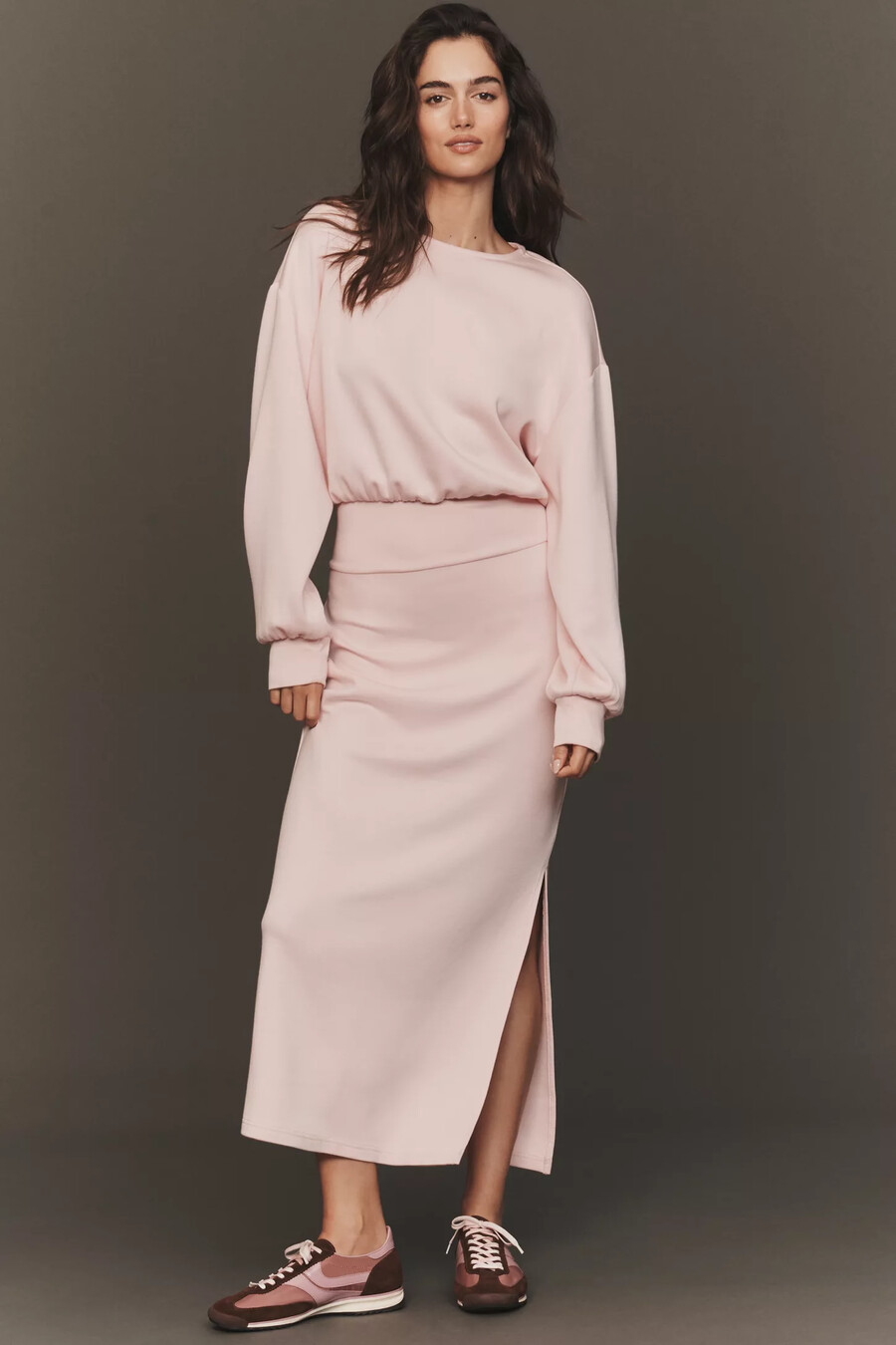 langarm-strick-maxikleid für den alltag