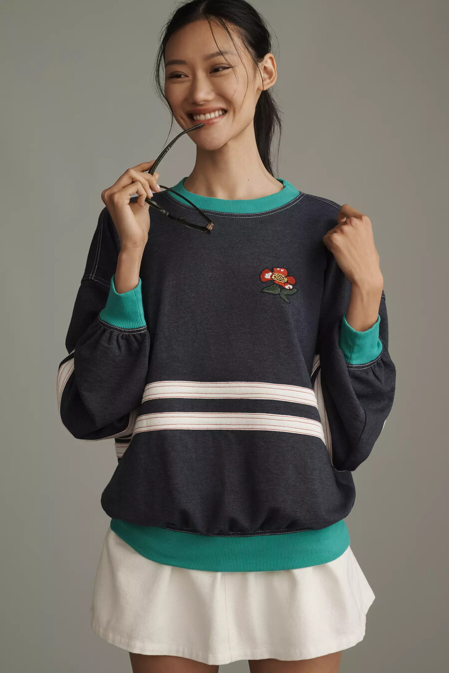 pilcro pep rally oversized crew-neck sweatshirt