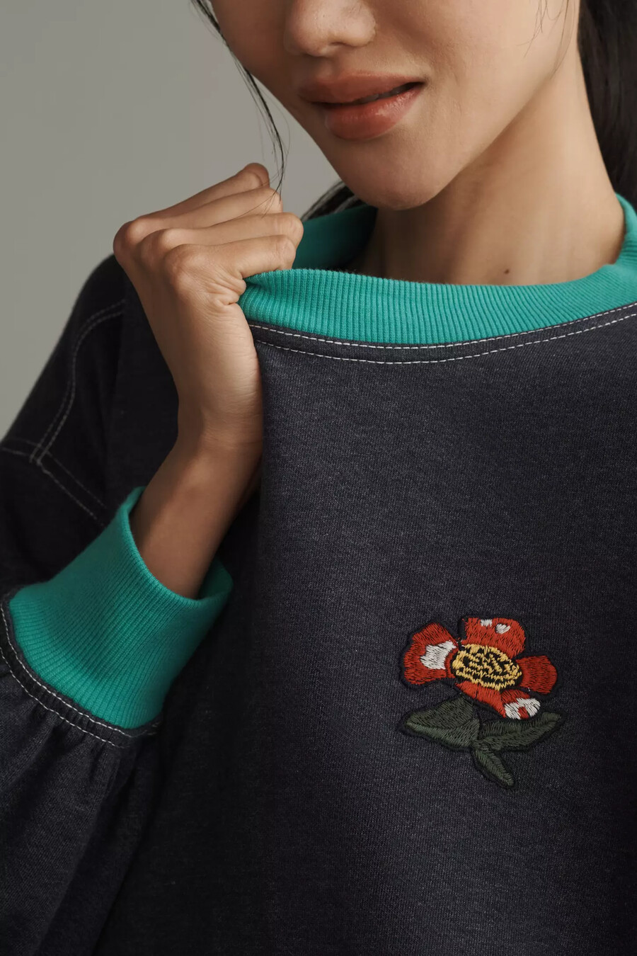 pilcro pep rally oversized crew-neck sweatshirt